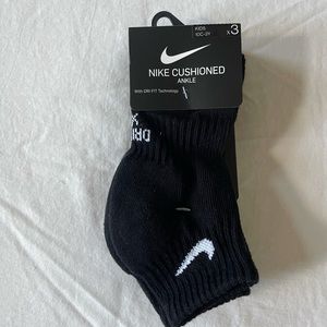 NIKE CUSHIONED ANKLE SOCKS ~x3~ 10C- 3Y DRI-FIT